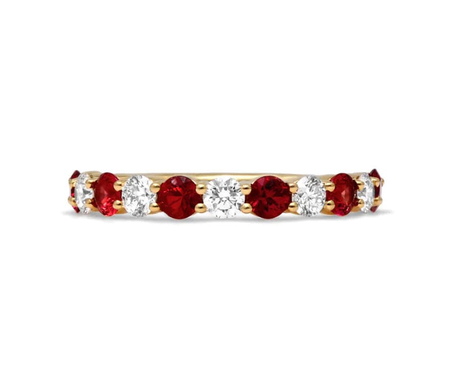 Mark Henry Ring Mark Henry 18k Yellow Gold "Everlong Slim Nine Stone" Ruby and Diamond Band 6.5