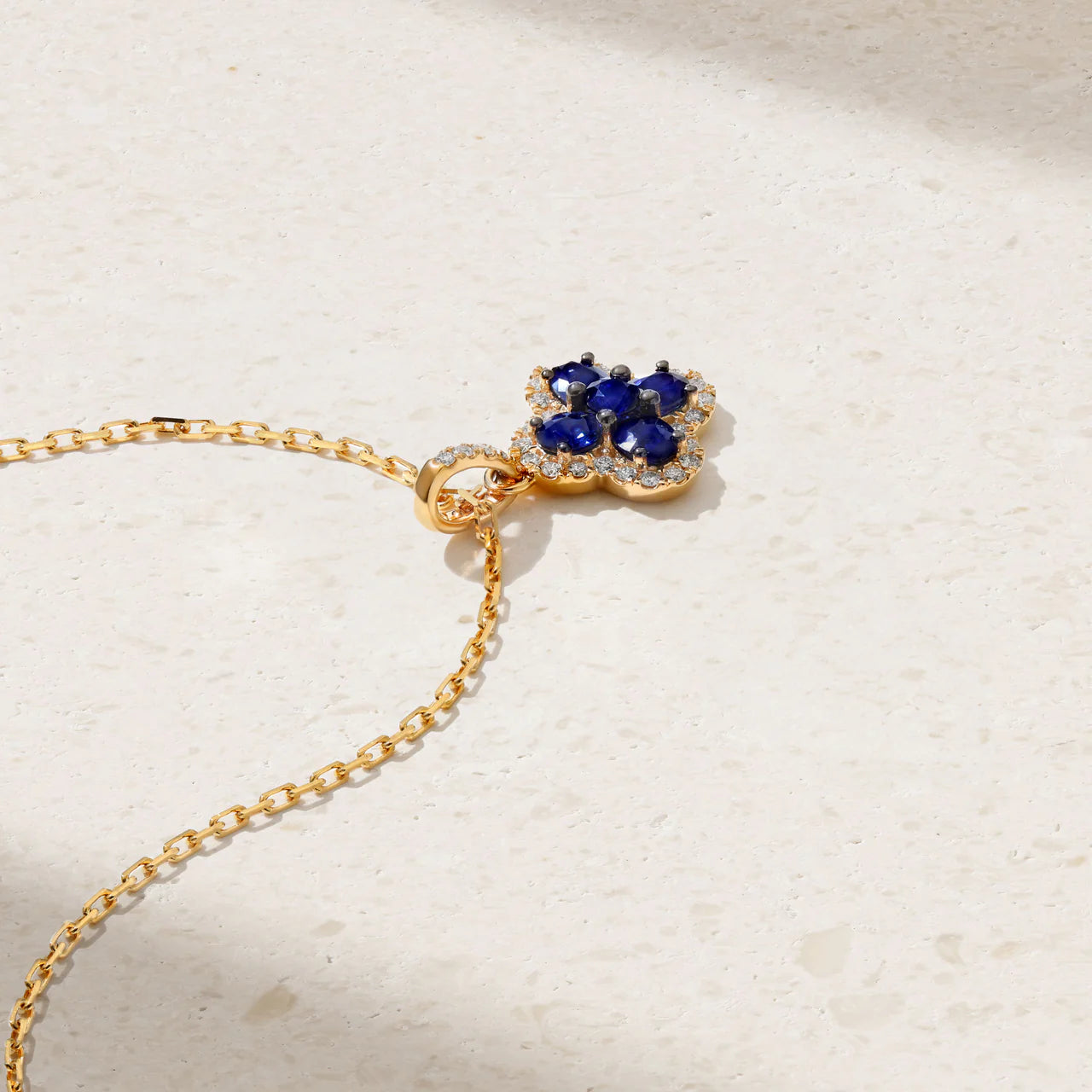 Mark Henry Necklaces and Pendants Mark Henry 18k Yellow Gold Felicity Blue Sapphire and Diamond Necklace