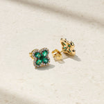Mark Henry Earrings Mark Henry 18k Yellow Gold Felicity Emerald and Diamond Stud Earrings
