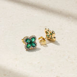 Mark Henry Earrings Mark Henry 18k Yellow Gold Felicity Emerald and Diamond Stud Earrings