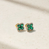 Mark Henry Earrings Mark Henry 18k Yellow Gold Felicity Emerald and Diamond Stud Earrings
