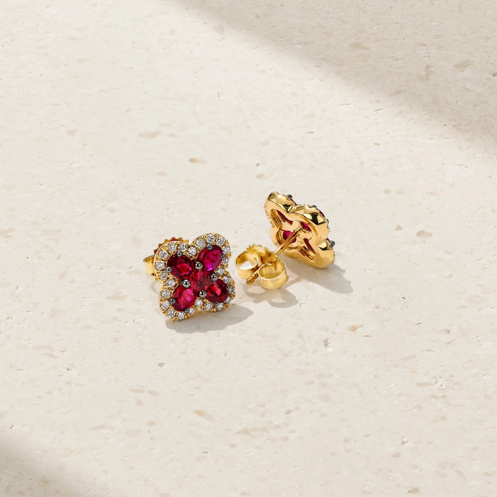 Mark Henry Earrings Mark Henry 18k Yellow Gold Felicity Ruby and Diamond Stud Earrings