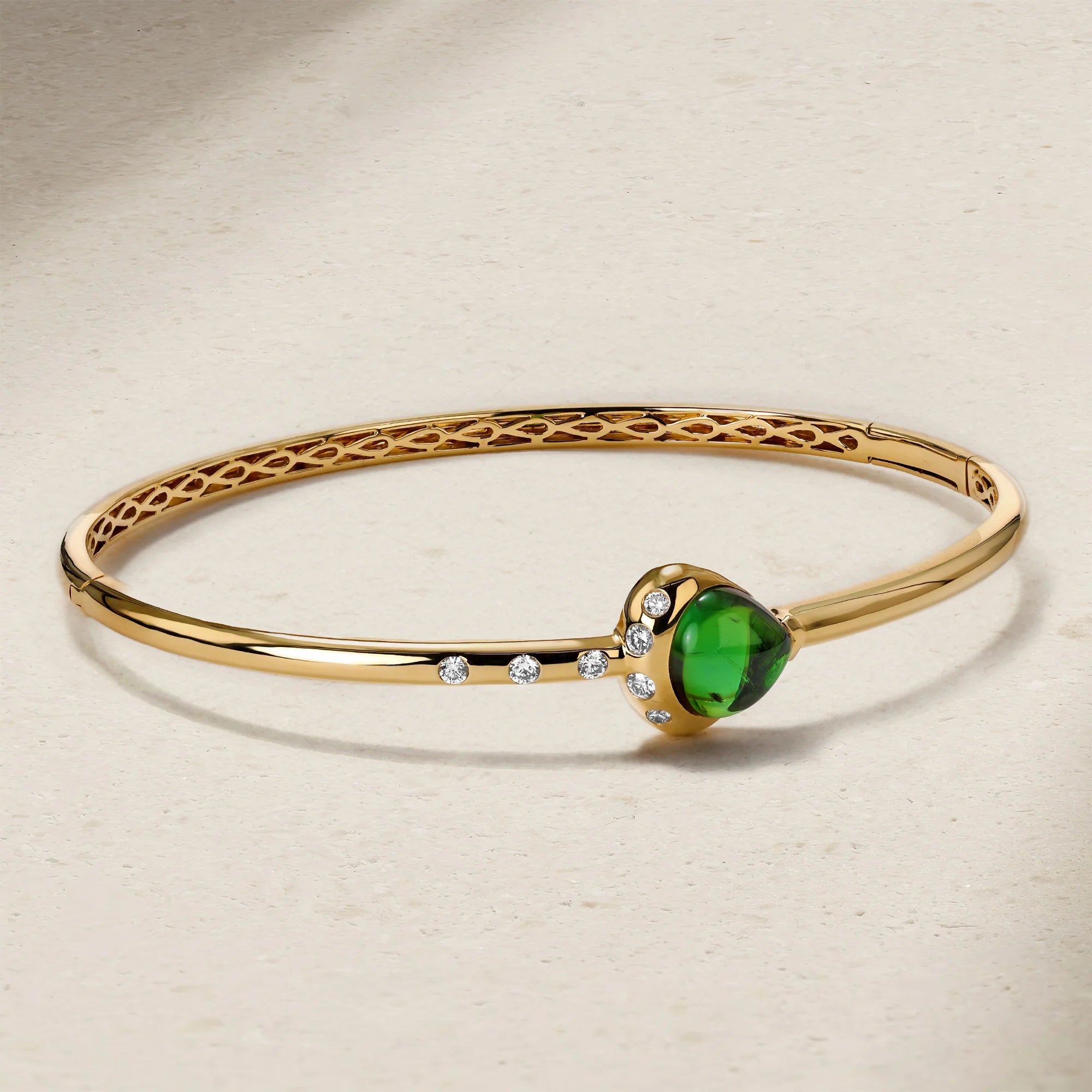Mark Henry Bracelet Mark Henry 18K Yellow Gold Green Tourmaline & Diamond Bangle Bracelet