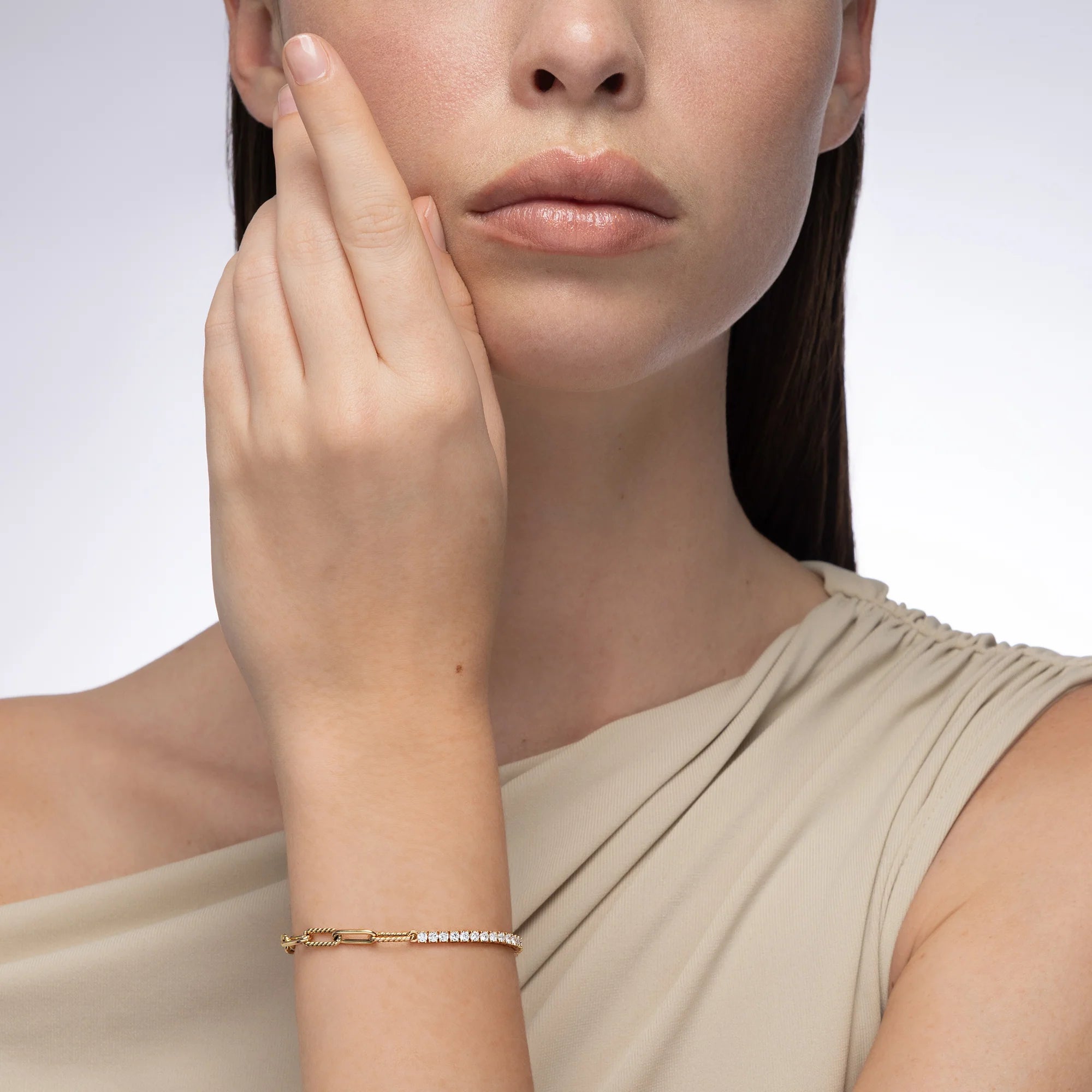 Mark Henry Bracelet Mark Henry 18k Yellow Gold Half Diamond Tennis & Paperclip Bracelet