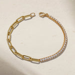 Mark Henry Bracelet Mark Henry 18k Yellow Gold Half Diamond Tennis & Paperclip Bracelet