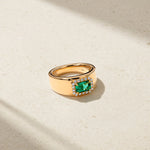 Mark Henry Ring Mark Henry 18k Yellow Gold Heirloomed Octagonal Emerald Cigar Band