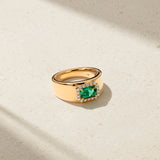 Mark Henry Ring Mark Henry 18k Yellow Gold Heirloomed Octagonal Emerald Cigar Band