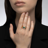 Mark Henry Ring Mark Henry 18k Yellow Gold Heirloomed Octagonal Emerald Cigar Band