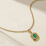 Mark Henry Necklaces and Pendants Mark Henry 18k Yellow Gold Heirloomed Octagonal Emerald Pendant Necklace