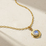 Mark Henry Necklaces and Pendants Mark Henry 18k Yellow Gold Heirloomed Round Moonstone & Diamond Pendant Necklace