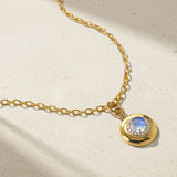 Mark Henry Necklaces and Pendants Mark Henry 18k Yellow Gold Heirloomed Round Moonstone & Diamond Pendant Necklace