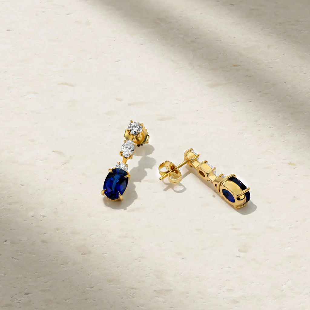 Mark Henry Earrings Mark Henry 18k Yellow Gold Medley Sapphire and Diamond Earrings