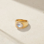Mark Henry Ring Mark Henry 18k Yellow Gold Moonstone & Diamond Halo Ring 6.5