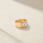 Mark Henry Ring Mark Henry 18k Yellow Gold Moonstone & Diamond Halo Ring 6.5
