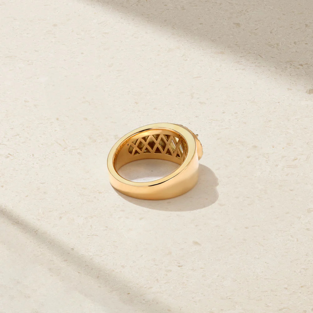 Mark Henry Ring Mark Henry 18k Yellow Gold Moonstone & Diamond Halo Ring 6.5