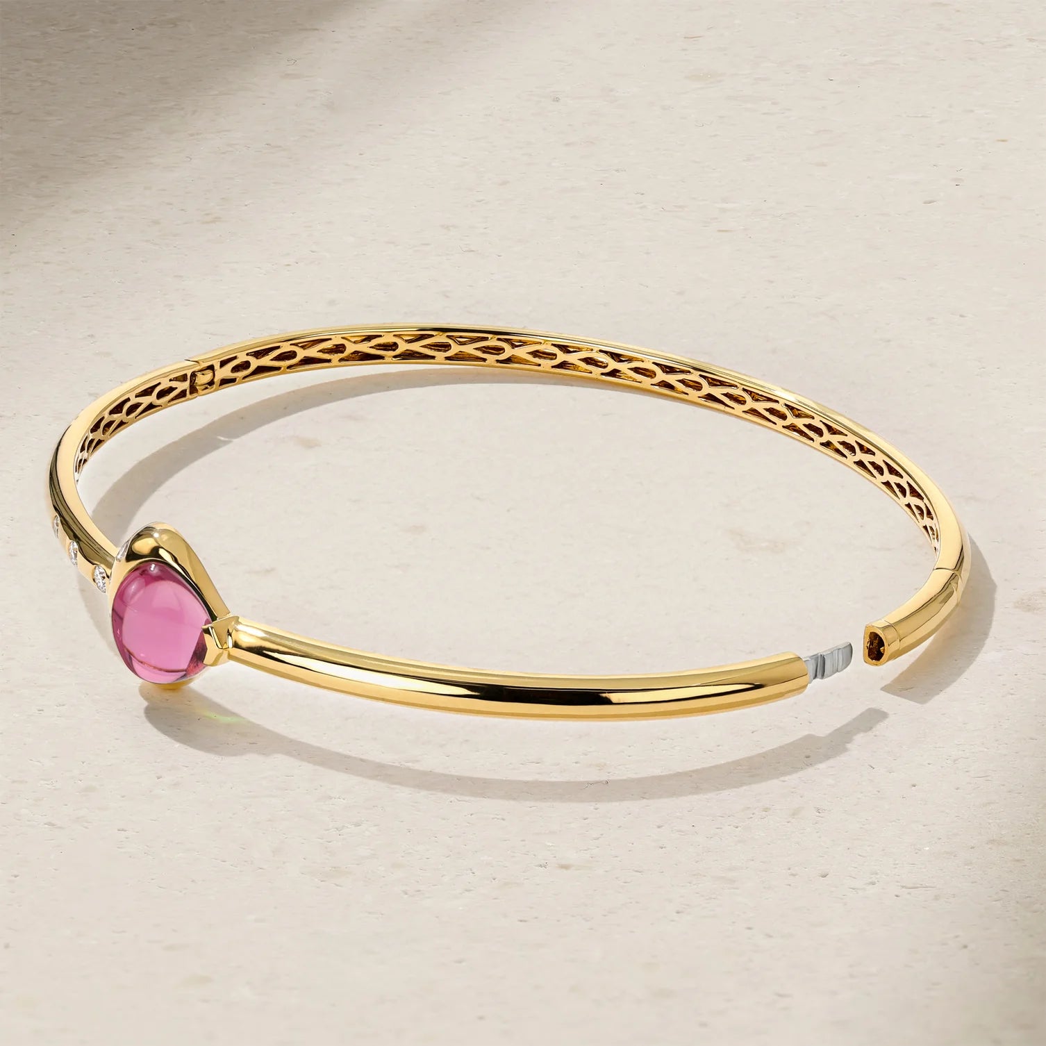 Mark Henry Bracelet Mark Henry 18k Yellow Gold Pink Tourmaline & Diamond Bangle Bracelet