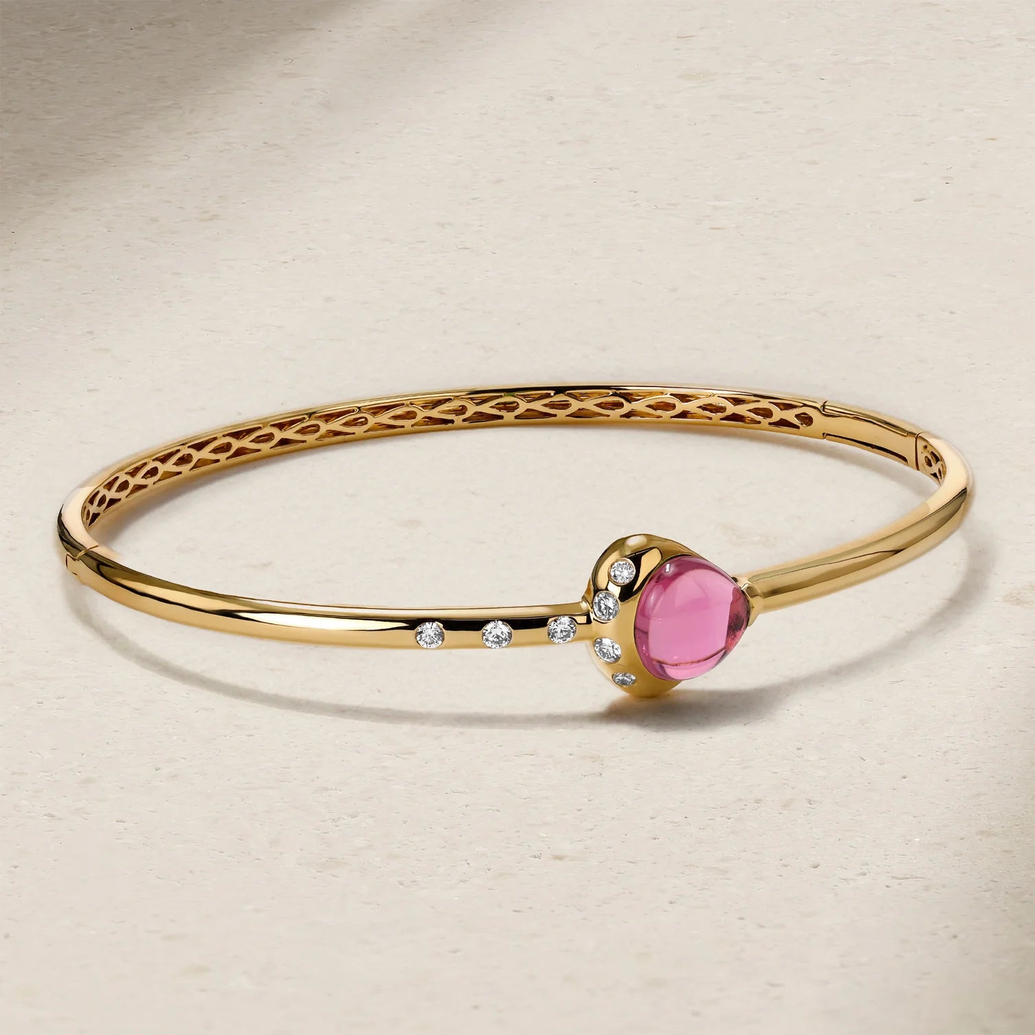 Mark Henry Bracelet Mark Henry 18k Yellow Gold Pink Tourmaline & Diamond Bangle Bracelet