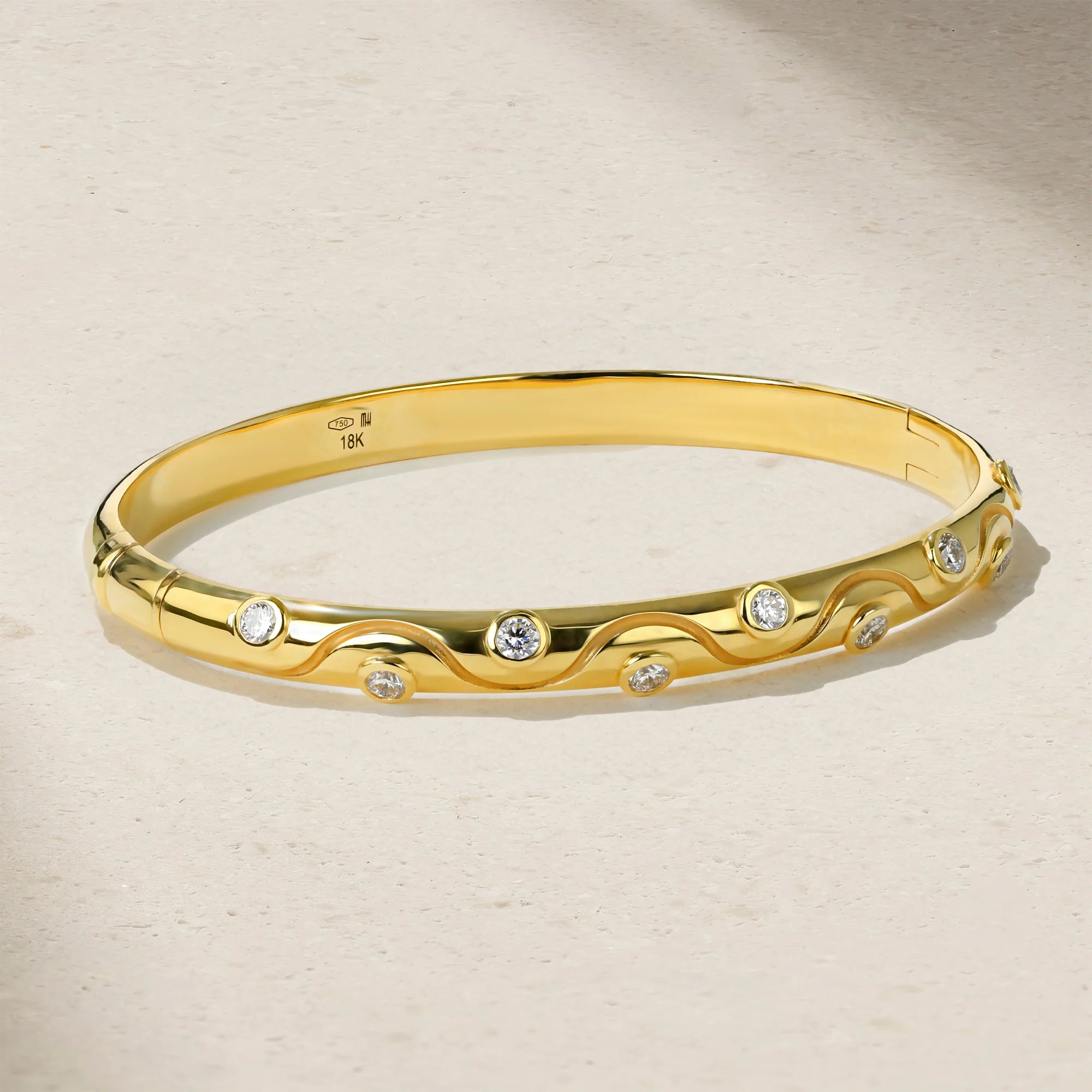 Mark Henry Bracelet Mark Henry 18k Yellow Gold Riva Crest Diamond Bangle