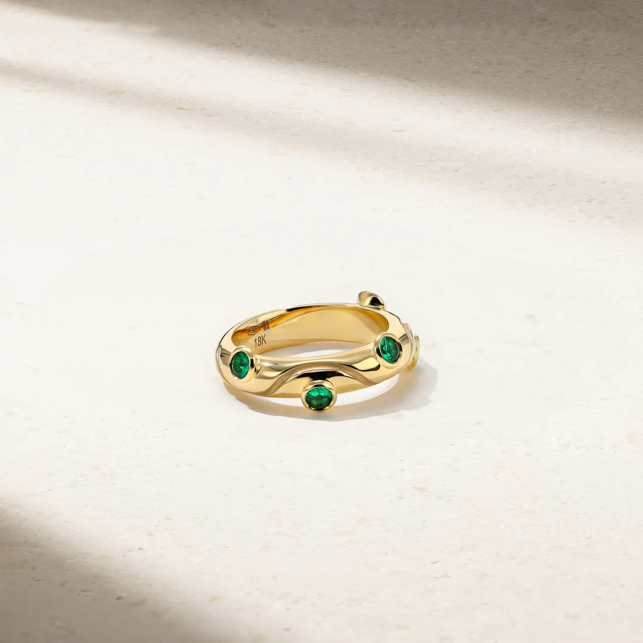 Mark Henry Ring Mark Henry 18k Yellow Gold Riva Crest Emerald Ring