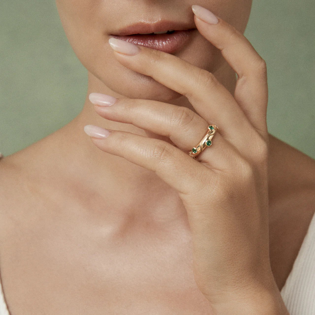 Mark Henry Ring Mark Henry 18k Yellow Gold Riva Crest Emerald Ring