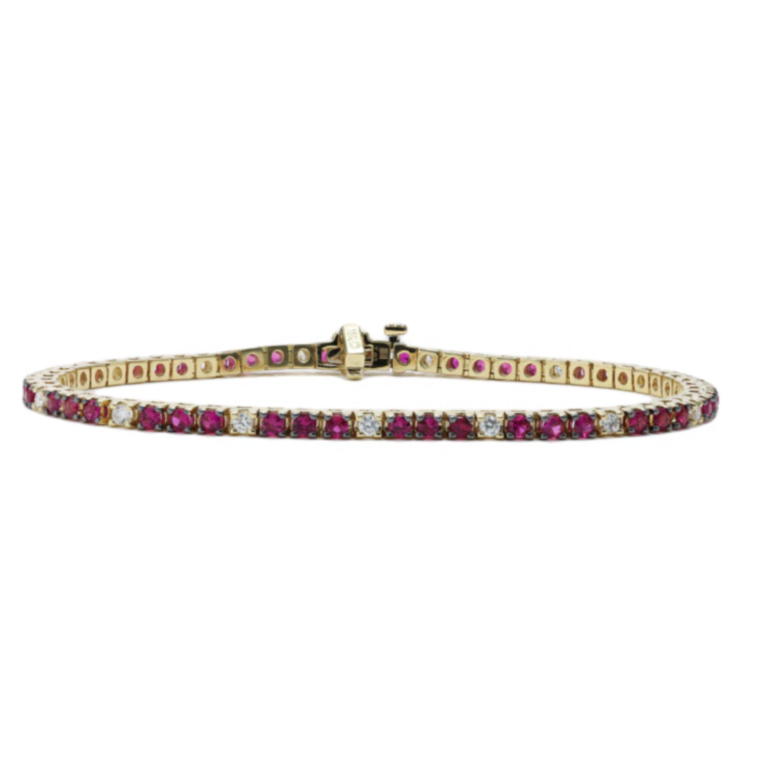 Mark Henry Bracelet Mark Henry 18K Yellow Gold Ruby and Diamond Tennis Bracelet