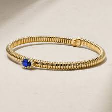 Mark Henry Bracelet Mark Henry 18k Yellow Gold Sapphire and Diamond Flex Bangle