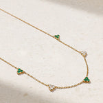 Mark Henry Necklaces and Pendants Mark Henry 18k Yellow Gold Trinity Emerald and Diamond Station Necklace