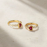 Mark Henry Earrings Mark Henry Bubbly Dilara 18K Yellow Gold Ruby & Diamond Mini Hoop Earrings