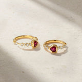 Mark Henry Earrings Mark Henry Bubbly Dilara 18K Yellow Gold Ruby & Diamond Mini Hoop Earrings