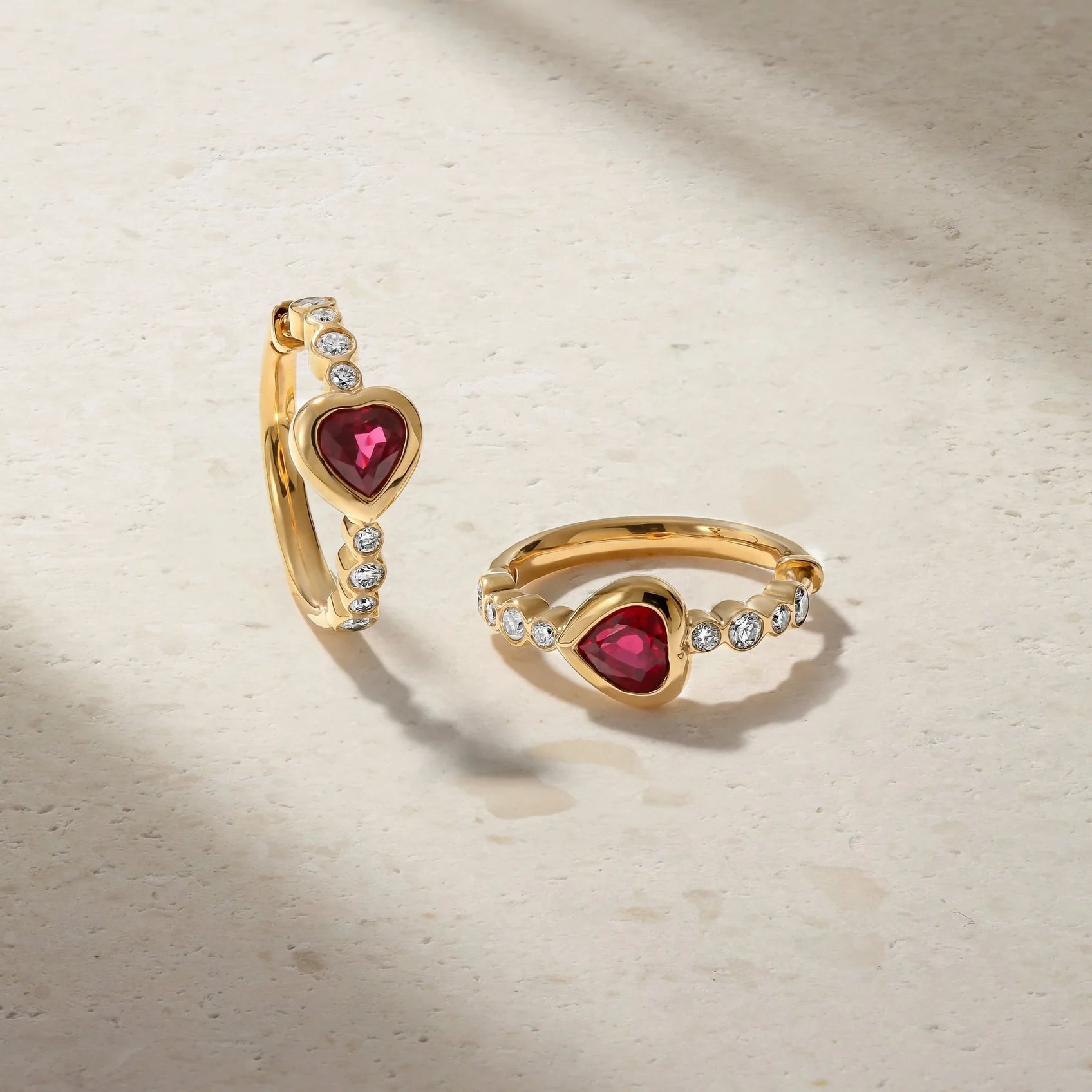 Mark Henry Earrings Mark Henry Bubbly Dilara 18K Yellow Gold Ruby & Diamond Mini Hoop Earrings