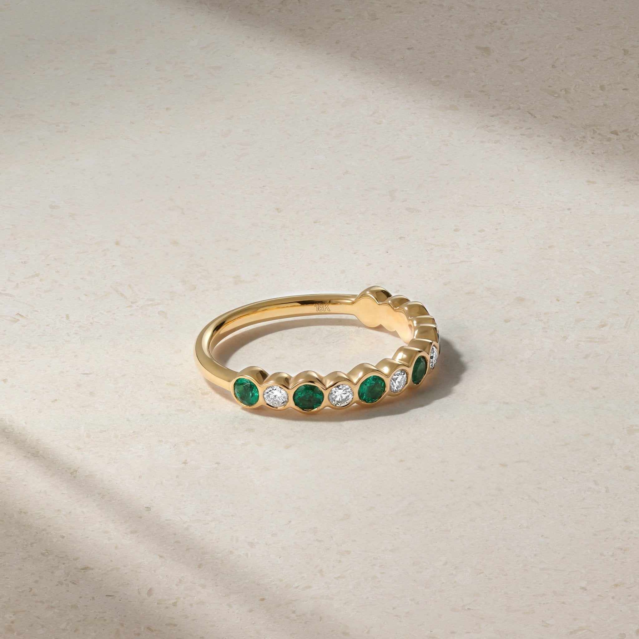 Mark Henry Bubbly 18K Yellow Gold Emerald and Diamond Ring - Size 6.5