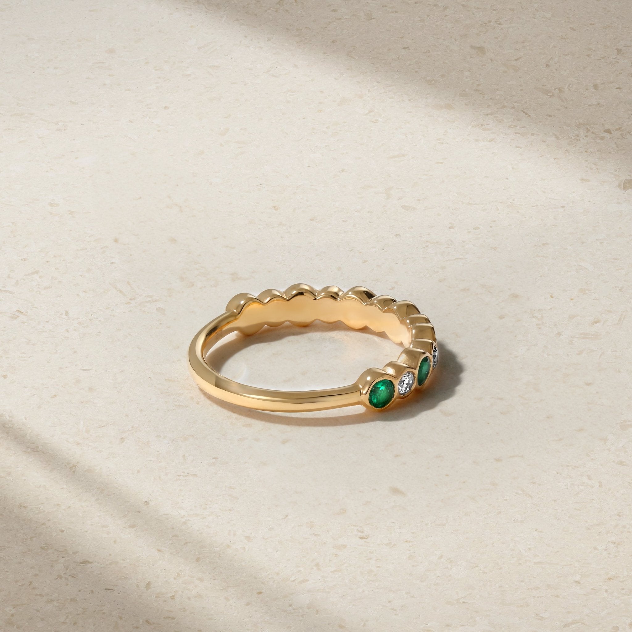 Mark Henry Bubbly 18K Yellow Gold Emerald and Diamond Ring - Size 6.5 - view 3