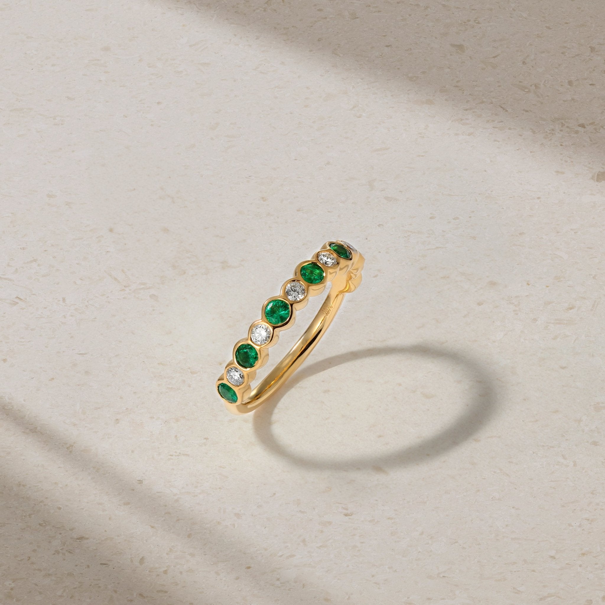 Mark Henry Bubbly 18K Yellow Gold Emerald and Diamond Ring - Size 6.5 - view 2