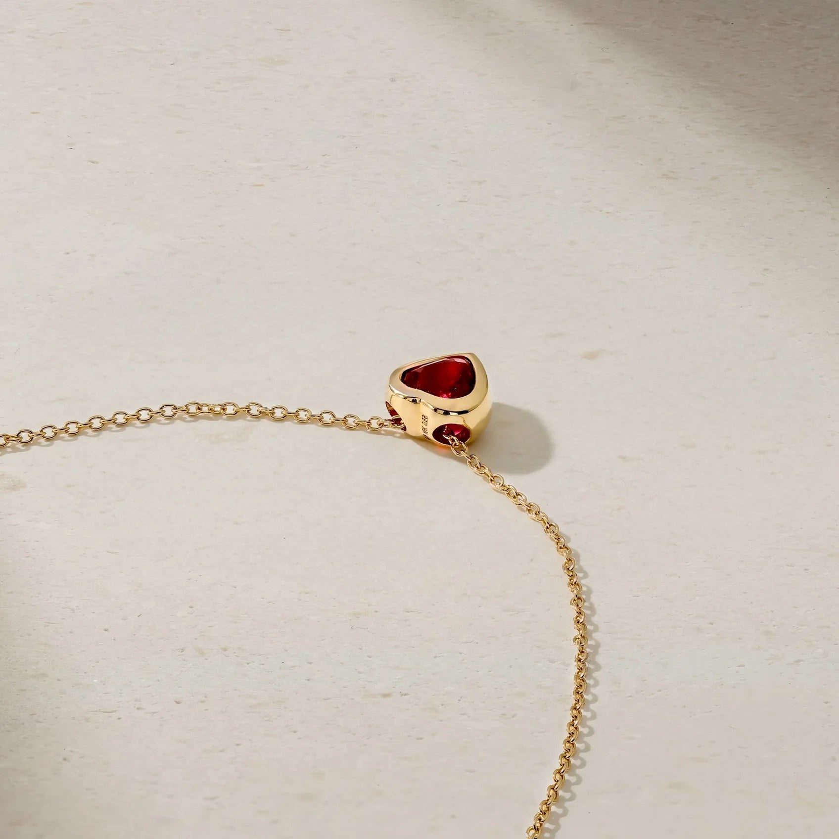 Mark Henry Necklaces and Pendants Mark Henry Dilara Heart 18K Yellow Gold Ruby Bezel Pendant Necklace