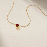 Mark Henry Necklaces and Pendants Mark Henry Dilara Heart 18K Yellow Gold Ruby Bezel Pendant Necklace