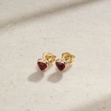 Mark Henry Earrings Mark Henry Dilara Heart 18K Yellow Gold Ruby Bezel Stud Earrings