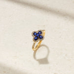 Mark Henry Mark Henry Felicity 18K Yellow Gold Blue Sapphire and Diamond Clover Ring