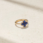 Mark Henry Mark Henry Felicity 18K Yellow Gold Blue Sapphire and Diamond Clover Ring