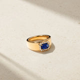Mark Henry Mark Henry Felicity 18K Yellow Gold Heirloomed Octagonal Sapphire Cigar Band