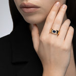 Mark Henry Mark Henry Felicity 18K Yellow Gold Heirloomed Octagonal Sapphire Cigar Band