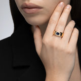 Mark Henry Mark Henry Felicity 18K Yellow Gold Heirloomed Octagonal Sapphire Cigar Band