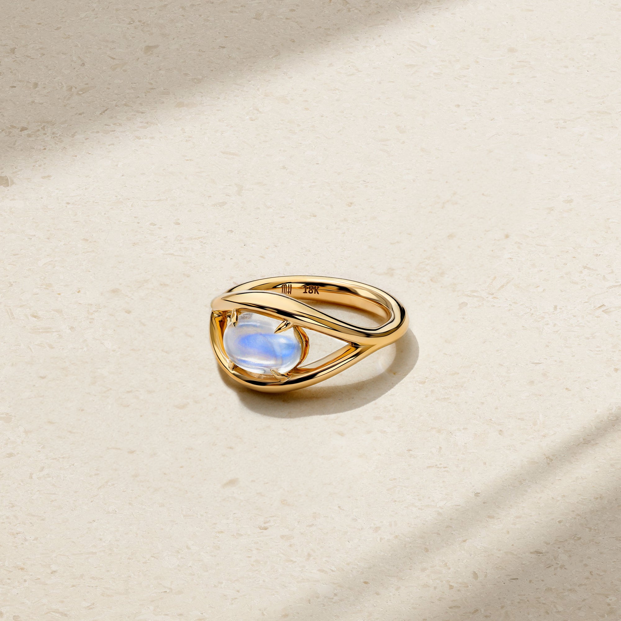 Mark Henry Fluid 18K Yellow Gold Evil Eye Moonstone Ring
