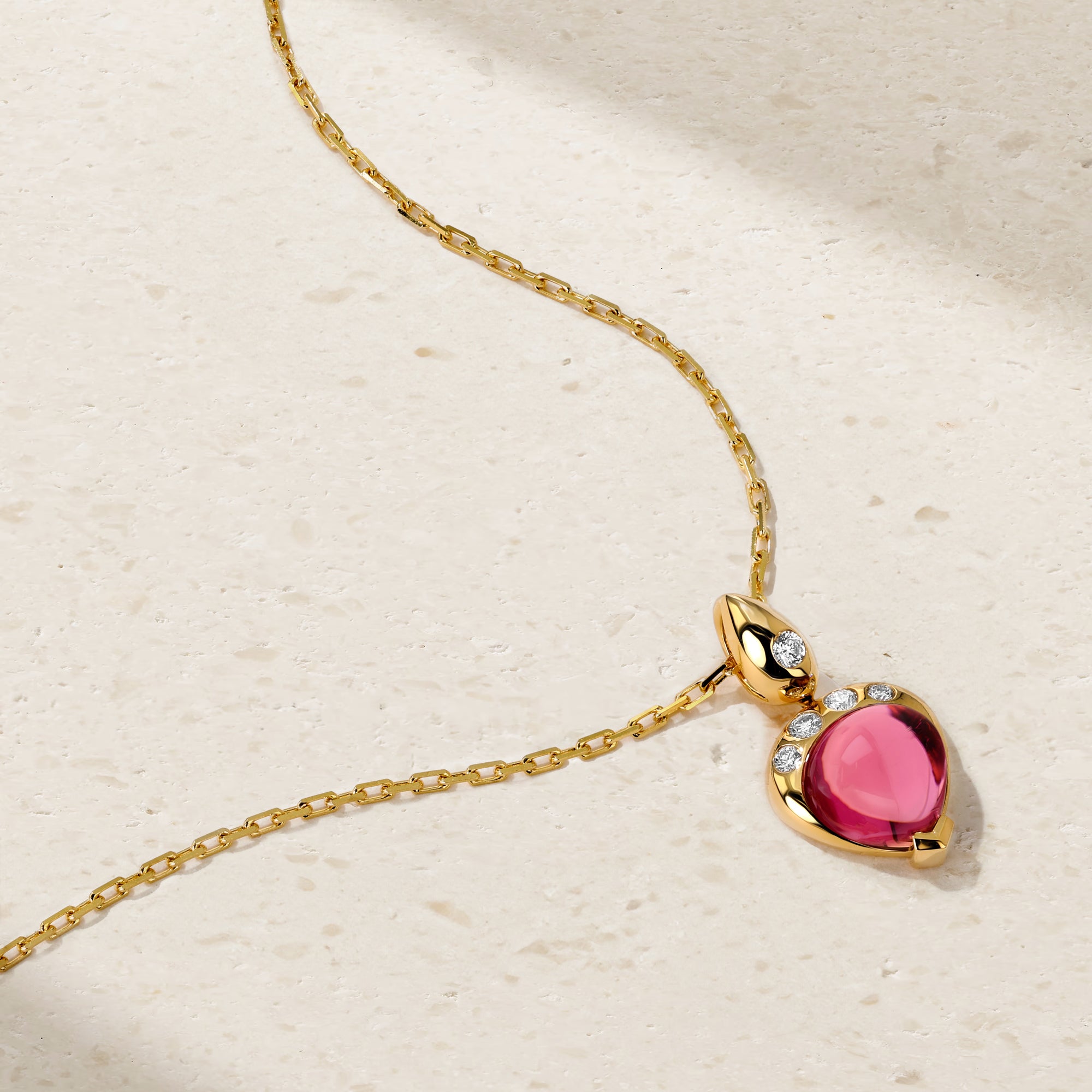 Mark Henry Gumdrop 18K Yellow Gold Pink Tourmaline Pendant