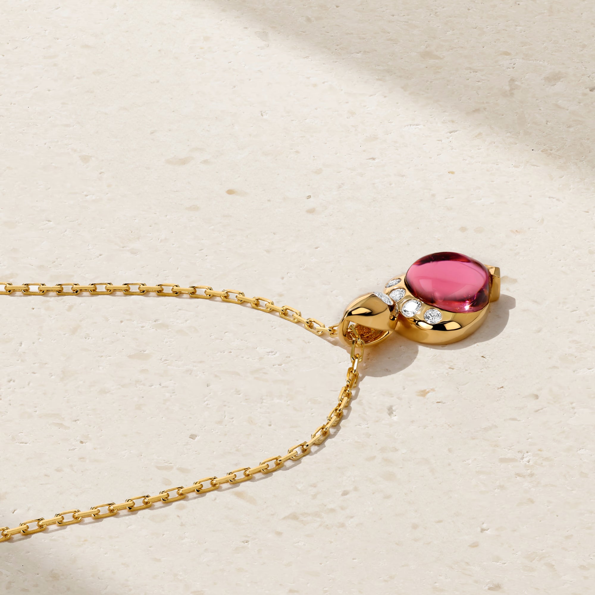 Mark Henry Gumdrop 18K Yellow Gold Pink Tourmaline Pendant - view 2