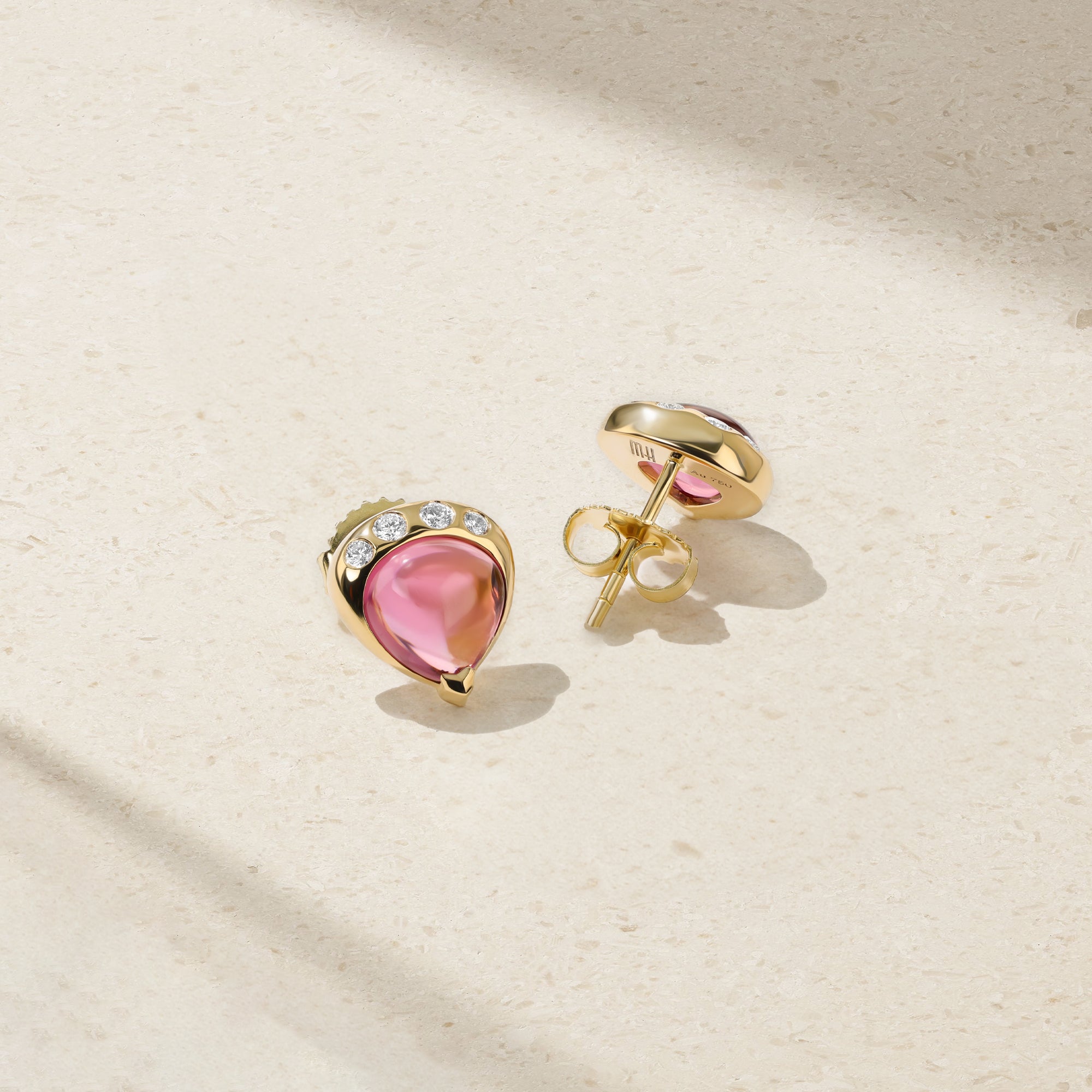 Mark Henry Gumdrop 18K Yellow Gold Pink Tourmaline Stud Earrings - view 2