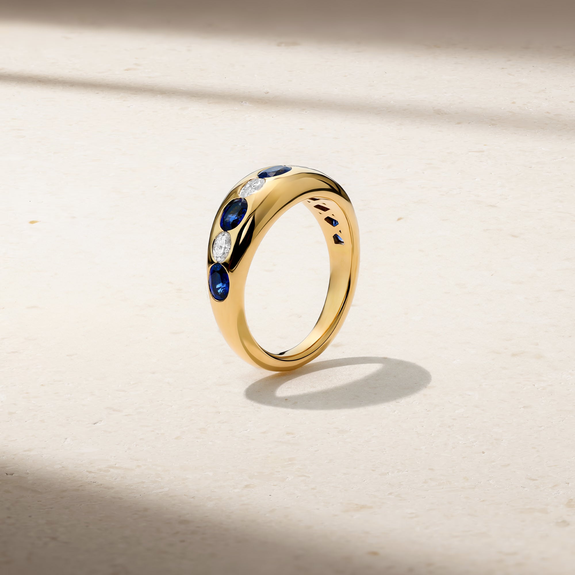 Mark Henry Ring Mark Henry Gypsy 18K Yellow Gold Petite Oval Sapphire and Diamond Ring