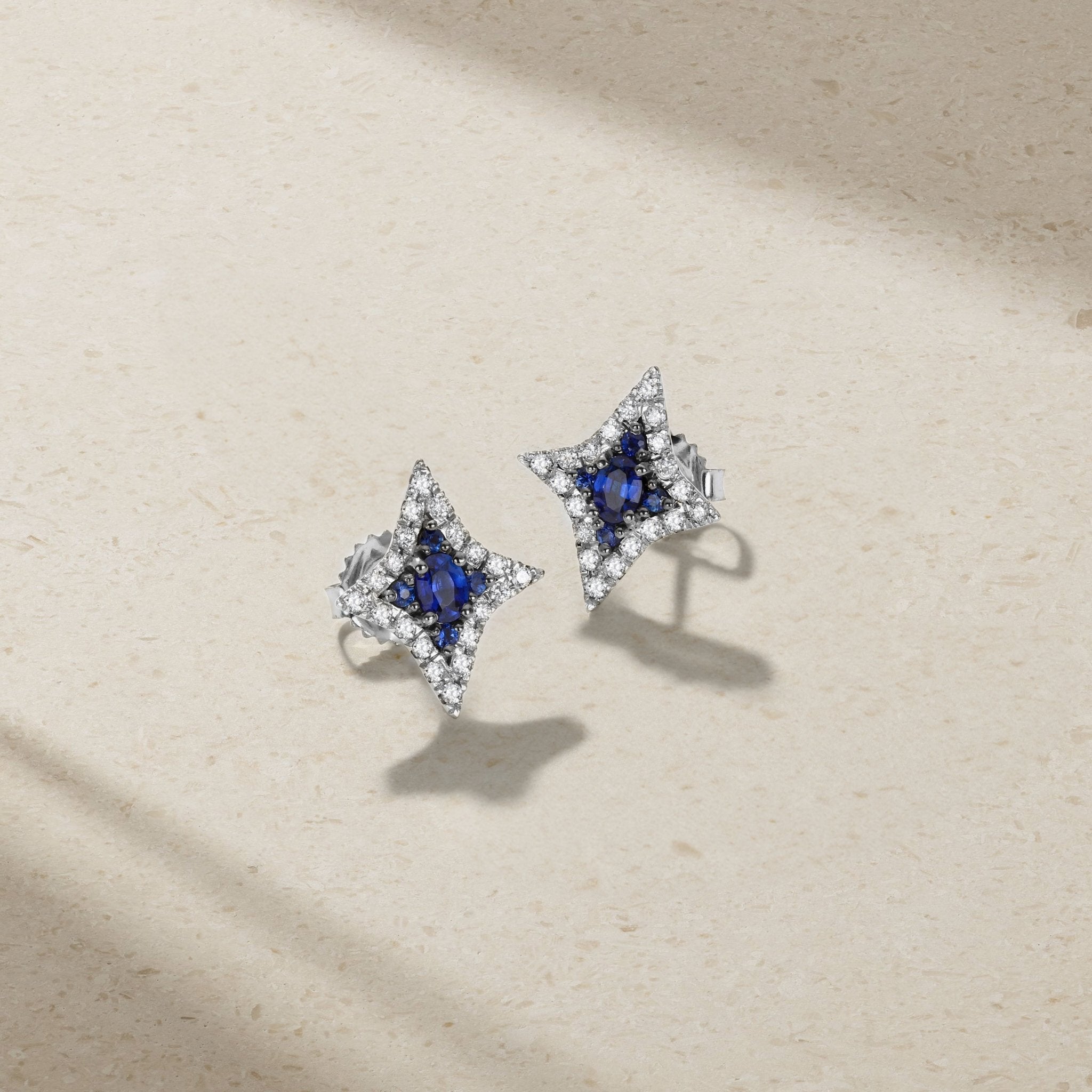Mark Henry Notte 18K White Gold Sapphire and Diamond Stud Earrings