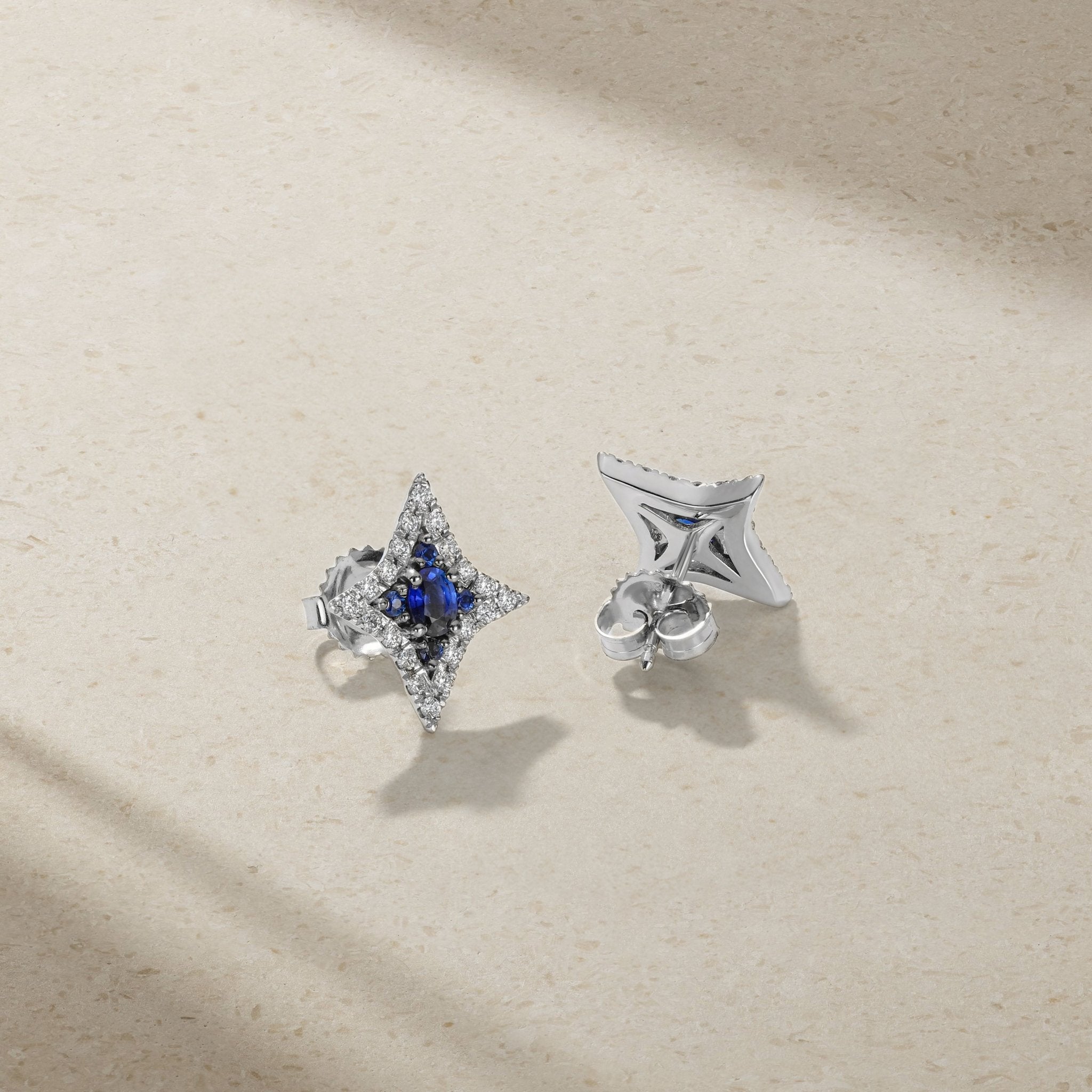 Mark Henry Notte 18K White Gold Sapphire and Diamond Stud Earrings - view 2
