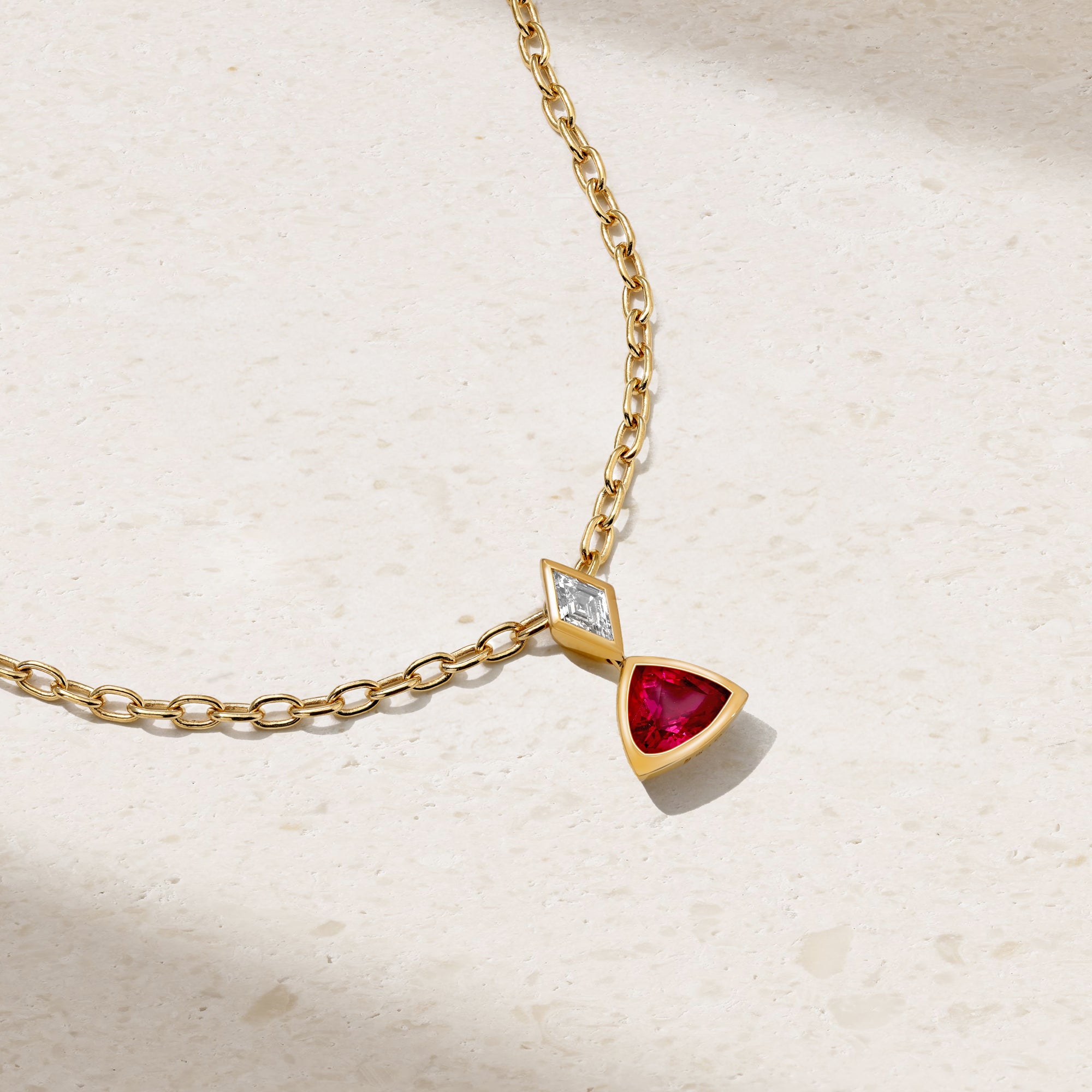 Mark Henry Silky 18K Yellow Gold Ruby and Diamond Pendant