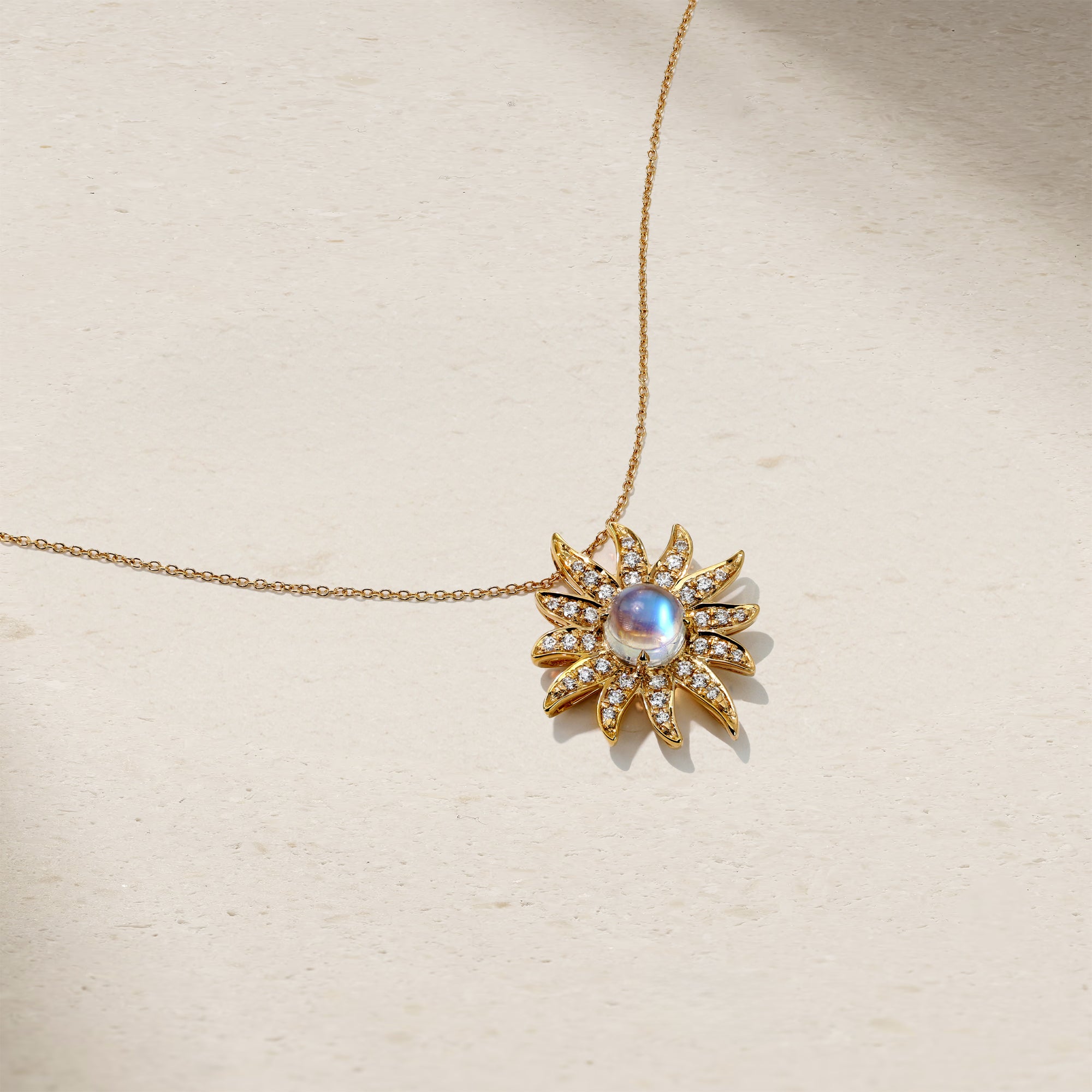 Mark Henry Solstice 18K Yellow Gold Moonstone and Diamond Pendant